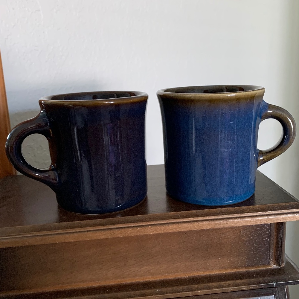 Two Homer Laughlin “Indigo” Coffee Mugs